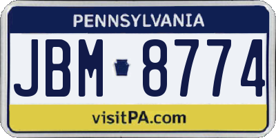PA license plate JBM8774