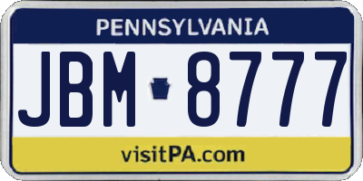 PA license plate JBM8777