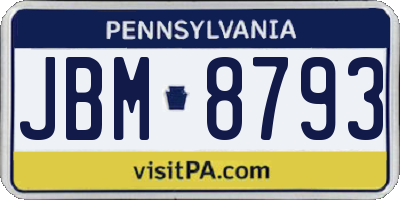 PA license plate JBM8793