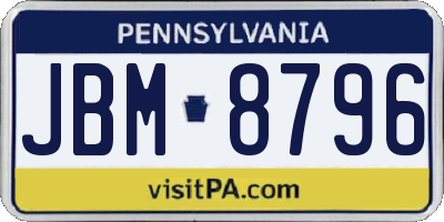 PA license plate JBM8796