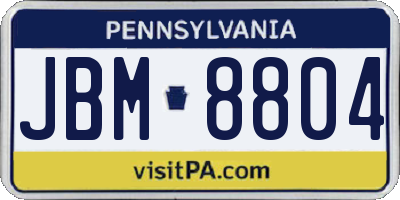PA license plate JBM8804