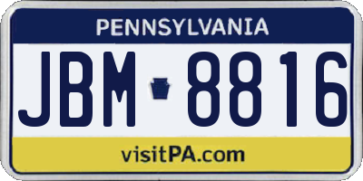 PA license plate JBM8816