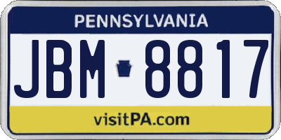 PA license plate JBM8817