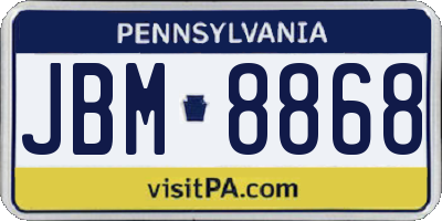 PA license plate JBM8868