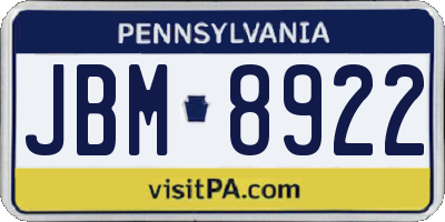 PA license plate JBM8922