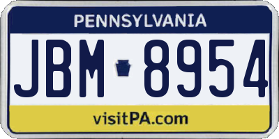 PA license plate JBM8954