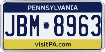 PA license plate JBM8963