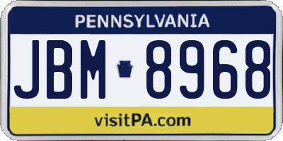 PA license plate JBM8968