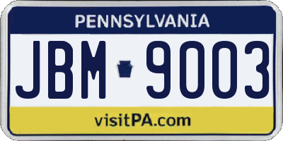 PA license plate JBM9003