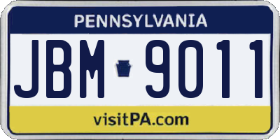 PA license plate JBM9011