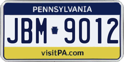 PA license plate JBM9012