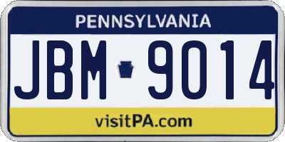PA license plate JBM9014