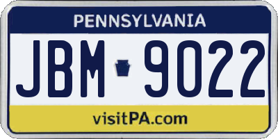 PA license plate JBM9022