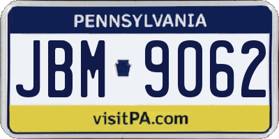 PA license plate JBM9062