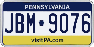PA license plate JBM9076