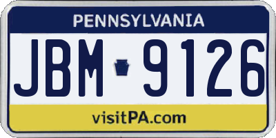 PA license plate JBM9126