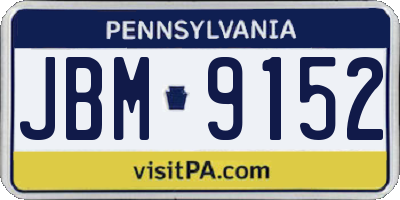 PA license plate JBM9152