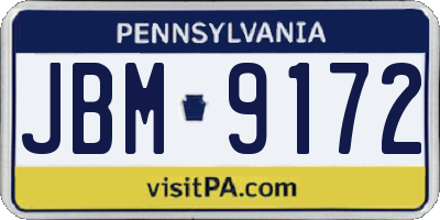 PA license plate JBM9172