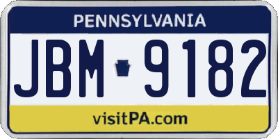 PA license plate JBM9182