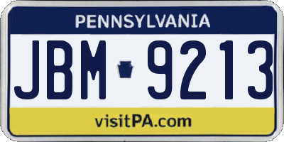 PA license plate JBM9213