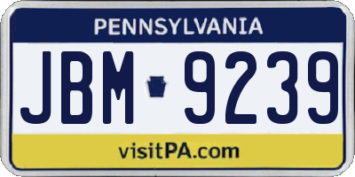 PA license plate JBM9239