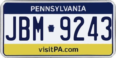 PA license plate JBM9243