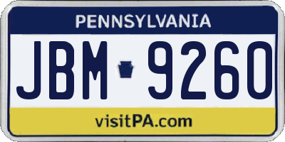 PA license plate JBM9260