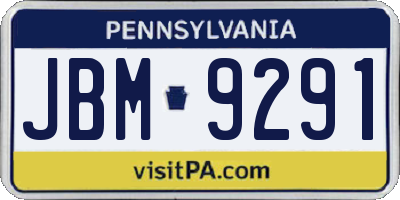PA license plate JBM9291