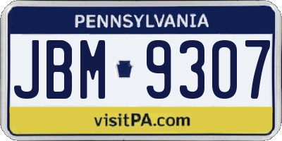 PA license plate JBM9307