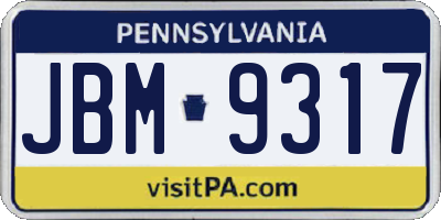 PA license plate JBM9317