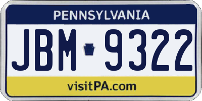 PA license plate JBM9322