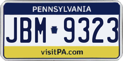 PA license plate JBM9323
