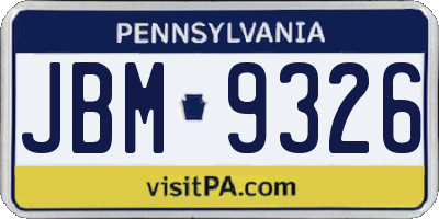 PA license plate JBM9326