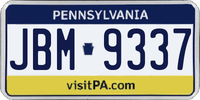 PA license plate JBM9337