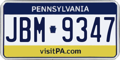PA license plate JBM9347