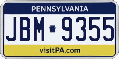 PA license plate JBM9355