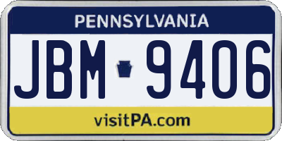 PA license plate JBM9406