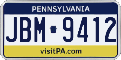 PA license plate JBM9412
