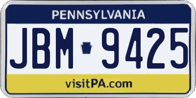 PA license plate JBM9425
