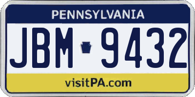 PA license plate JBM9432