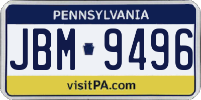 PA license plate JBM9496