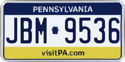 PA license plate JBM9536