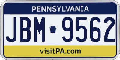 PA license plate JBM9562