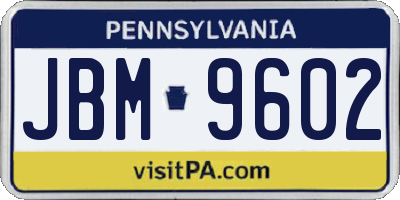 PA license plate JBM9602
