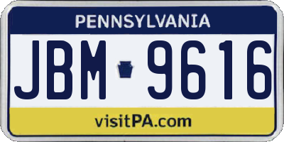 PA license plate JBM9616