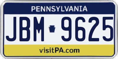 PA license plate JBM9625