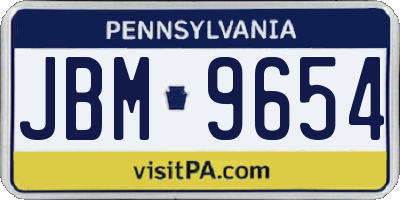 PA license plate JBM9654