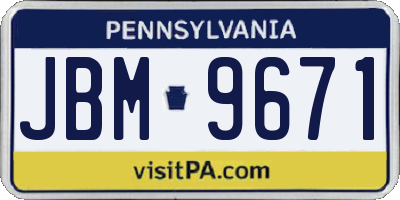 PA license plate JBM9671