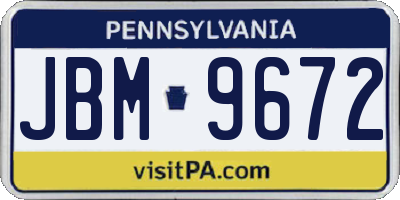 PA license plate JBM9672