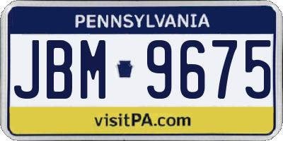 PA license plate JBM9675